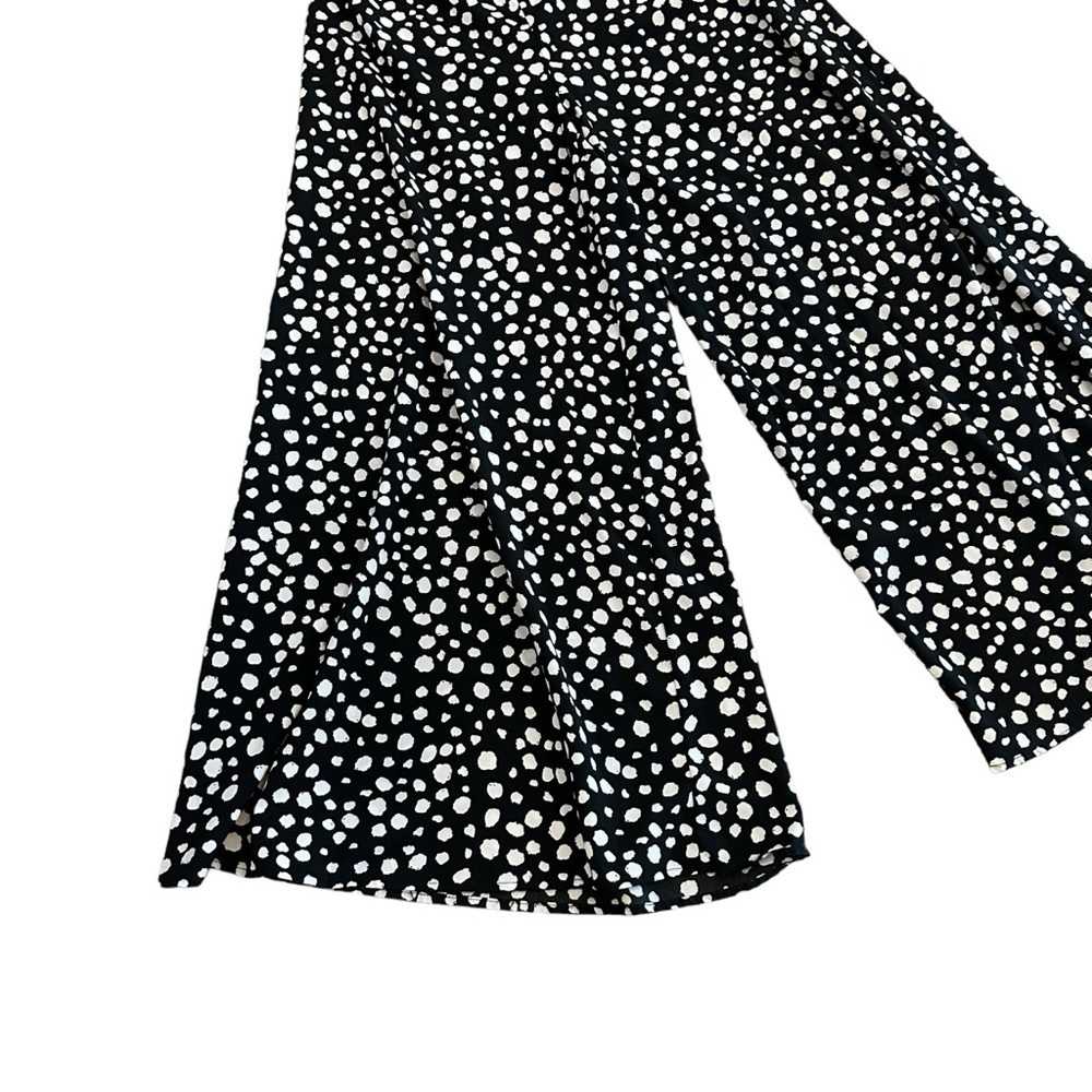 black and white high waisted lightweight super wide leg pants polka dot - Picture 4 of 14
